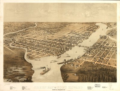 Green Bay e Fort Howard, Brown Co., Wisconsin 1867. LOC 73694541 da A.; Chicago Lithographing Co. Ruger