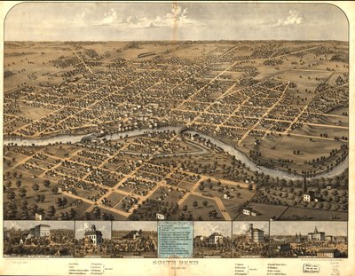 South Bend, Indiana 1866 da A.; Chicago Lithographing Co. Ruger