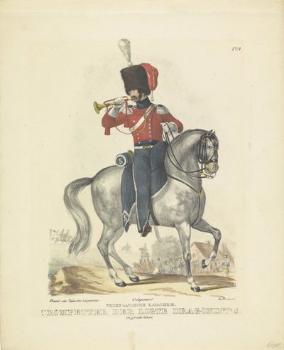 Trombettiere in uniforme completa, 1820-1825 da A. Courtois