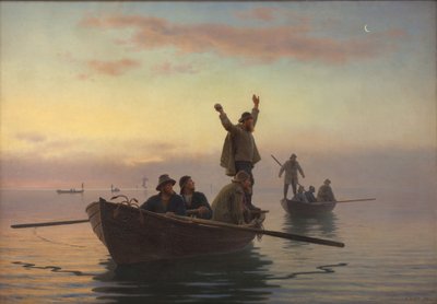 Pesca di sgombri con rete a strascico. Prima mattina da A. Dorph
