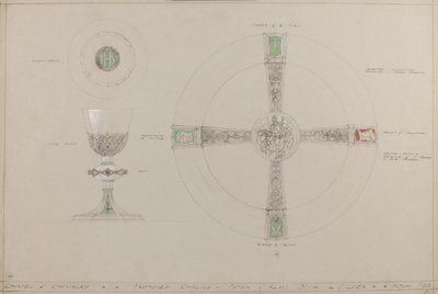 Cappella della Cavalleria: calice, patena e piatto delle elemosine proposti da A. Edward Jones and Co.