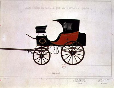 Progetto di una carrozza per il servizio postale, inciso da Engelmann e Graf da A. G. (after) Ducoudray