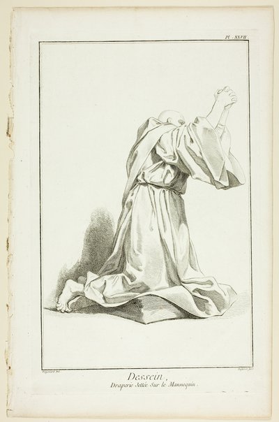 Design: Drappeggio disposto su un modello, da Encyclopédie da A. J. Defehrt