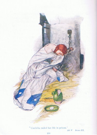 Cordelia finì la sua vita in prigione (Re Lear), da Tales from Shakespeare pub. by Ward Lock & Co Ltd da A. Jackson