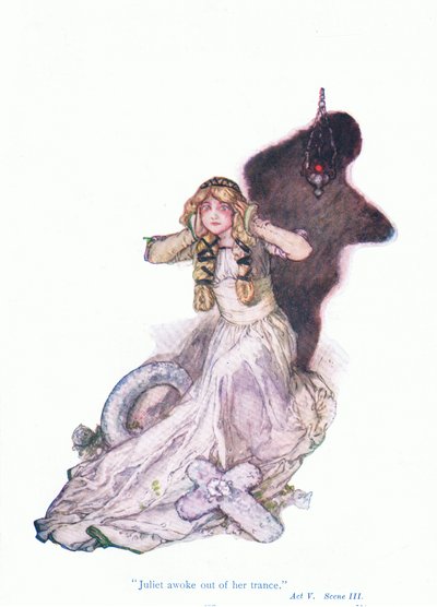 Giulietta si svegliò da una trance (Romeo e Giulietta), da Tales from Shakespeare pubblicato da Ward Lock & Co Ltd da A. Jackson