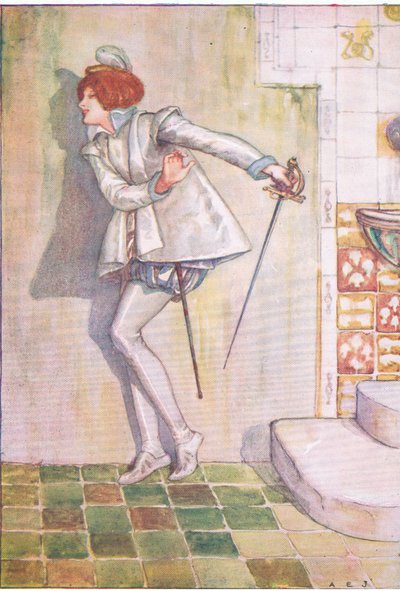 La povera Viola temeva di guardare la sua spada (La dodicesima notte), da Tales from Shakespeare pubblicato da Ward Lock & Co Ltd da A. Jackson