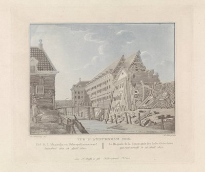 Veduta del magazzino delle Indie Orientali crollato ad Amsterdam, 1822 da A. Lutz