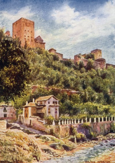Granada, Ville sulle rive del fiume Darro da A. Trevor Haddon