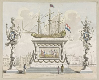 Commercio e Navigazione, decorazione al Nieuwmarkt, 1795 da A. Verkerk