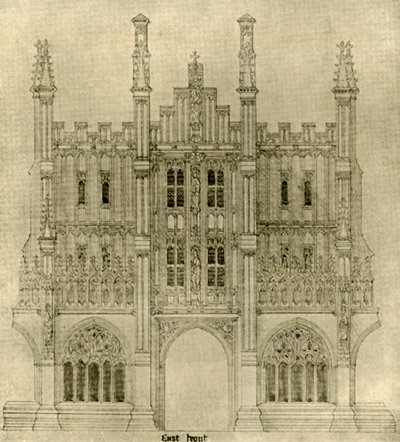 Disegno architettonico: fronte est, 1833-1834, 1906 da A. W. N. Pugin