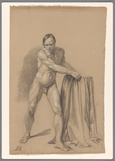 Nudo maschile in piedi, visto di fronte da A. Waterloo (attributed to)