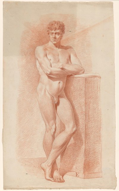 Nudo maschile in piedi, visto di fronte da A. Waterloo (attributed to)