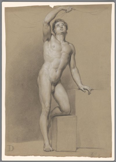 Nudo maschile in piedi, visto di fronte da A. Waterloo (attributed to)