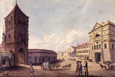 Torre delle Polveri e Dogana Hybern, Praga, c.1810 da A. and Berka, Johann Gustav