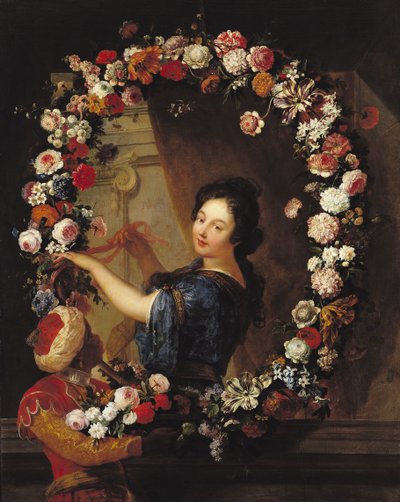 Ritratto di una donna circondata da fiori, presumibilmente Julie d