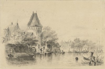 Paesaggio con una torre sull
