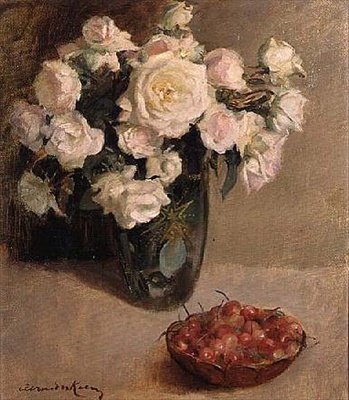 Natura morta di rose e ciliegie da A. van der Kelen