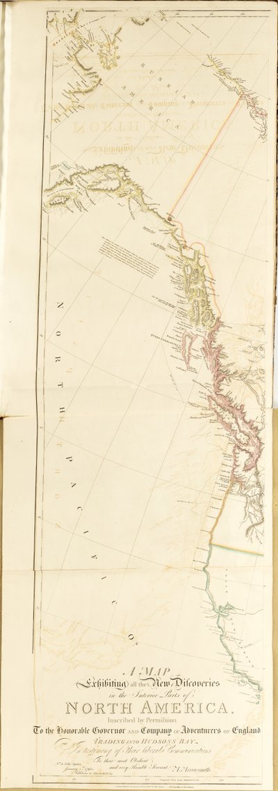 Mappa che mostra tutte le nuove scoperte nelle parti interne del Nord America da Aaron Arrowsmith