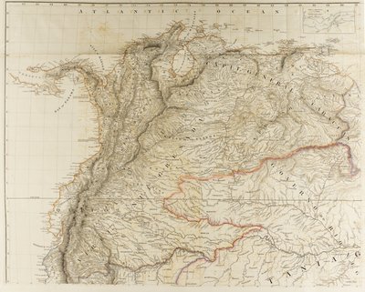 Contorni delle divisioni fisiche e politiche del Sud America da Aaron Arrowsmith