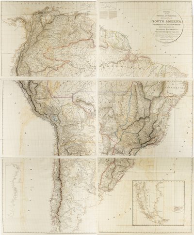 Contorni delle divisioni fisiche e politiche del Sud America da Aaron Arrowsmith