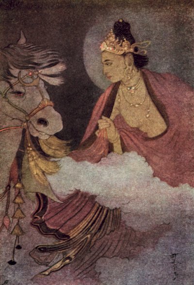 Partenza del Principe Siddhartha (litografia a colori) da Abanindranath Tagore