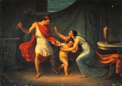 Pirro minaccia la vita del piccolo Astianatte da Abbondio Bagutti