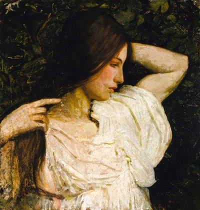 Ragazza che si sistema i capelli da Abbott Handerson Thayer