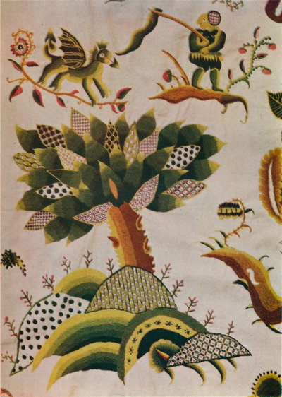 (dettaglio) di tenda da letto in crewel inglese, c1680 da Abigail Pett