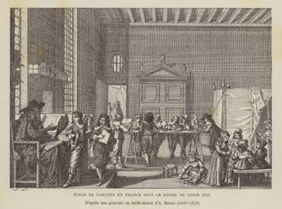 Scuola di ragazzi francesi durante il regno di Luigi XIII da Abraham (after) Bosse