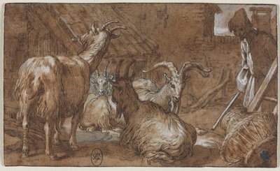 Un cortile con capre e un capraio, c. 1610-1615 da Abraham Bloemaert
