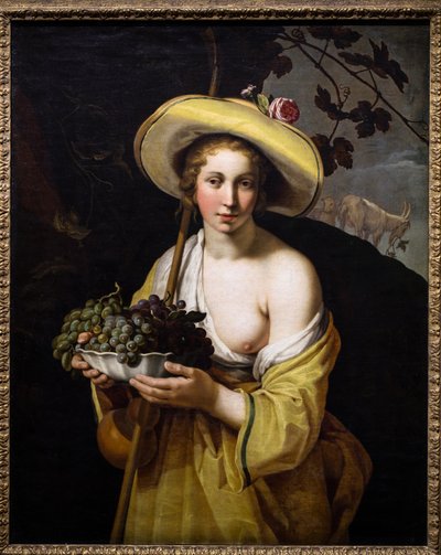 Bergere con un piatto di uva da Abraham Bloemaert