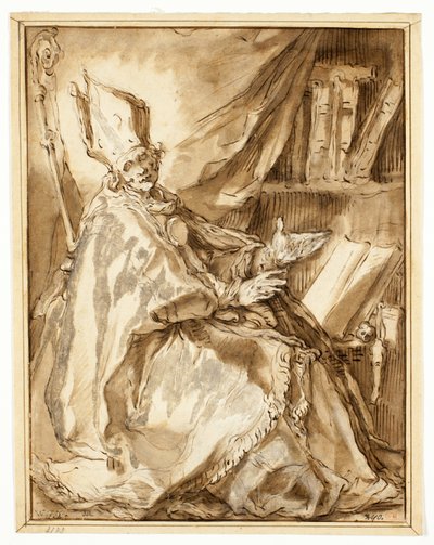 Vescovo seduto nel suo studio, visto dal lato destro da Abraham Bloemaert