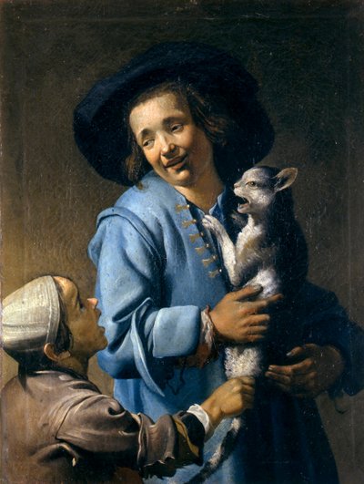 Giovani che giocano con un gatto da Abraham Bloemaert