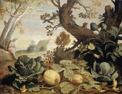 Paesaggio con frutta e verdura in primo piano da Abraham Bloemaert