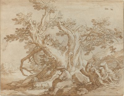 Paesaggio con Figura Seduta e Cane da Abraham Bloemaert
