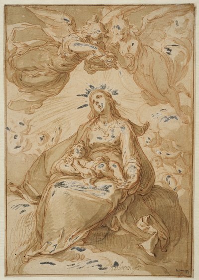Madonna col Bambino, incoronata dagli angeli da Abraham Bloemaert