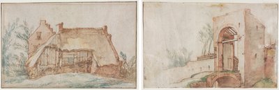 Cottage del contadino (recto); Ponte e cancello (verso) da Abraham Bloemaert