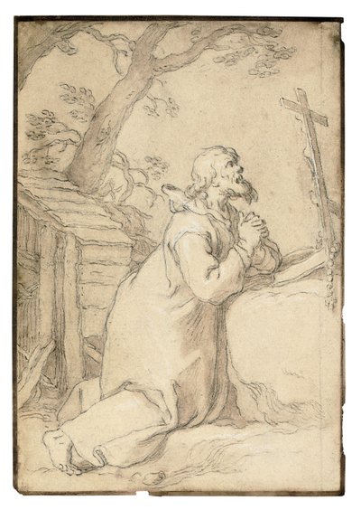 San Paolo di Phermae in preghiera davanti a un crocifisso da Abraham Bloemaert