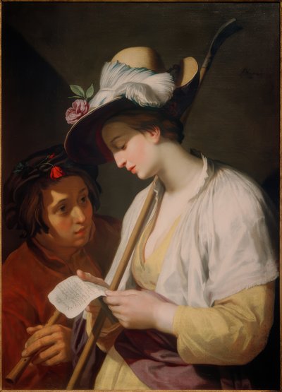 Pastorella con una poesia da Abraham Bloemaert