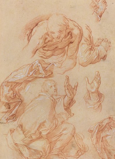 Studi di Mani e Figure Piegate (verso) da Abraham Bloemaert