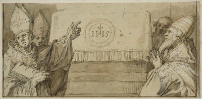 I quattro Padri della Chiesa latina davanti a un altare da Abraham Bloemaert