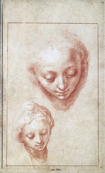 Due studi della testa della Vergine da Abraham Bloemaert