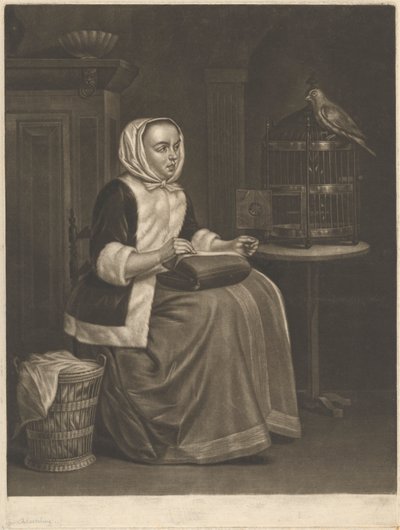 Donna che cuce da Abraham Blooteling