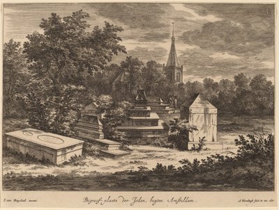 Cimitero ebraico fuori Amsterdam da Abraham Blooteling after Jacob van Ruisdael