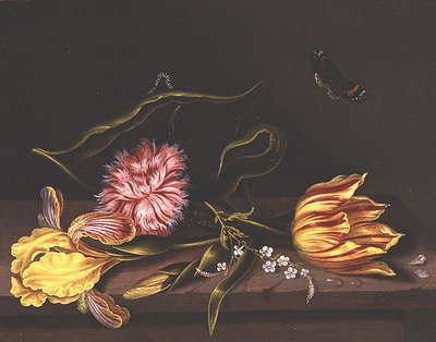 Natura morta di fiori su un tavolo da Abraham Bosschaert