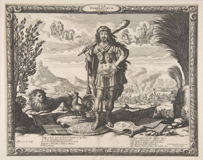 Dichiarazione di guerra alla Spagna da parte di Luigi XIII: Il re come Ercole, ca. 1635 da Abraham Bosse