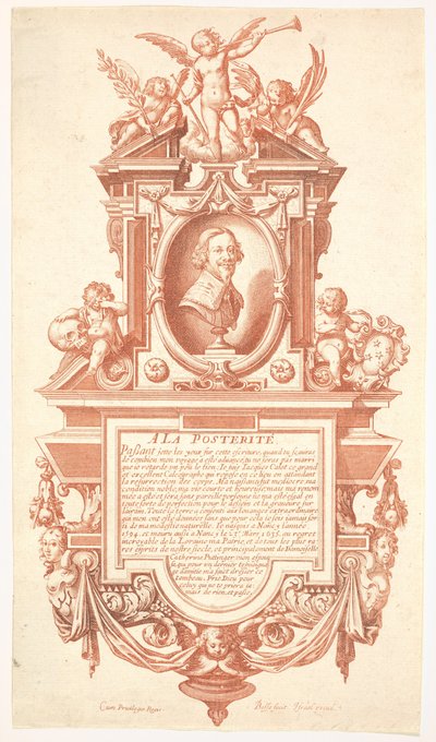 Epitafio e ritratto di Jacques Callot, 1635-36 da Abraham Bosse