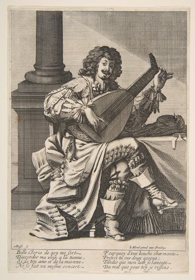 Uomo che Canta e Suona un Liuto da Abraham Bosse