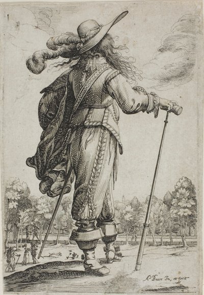 Uomo con bastone, visto da dietro, dal Giardino della Nobiltà Francese da Abraham Bosse