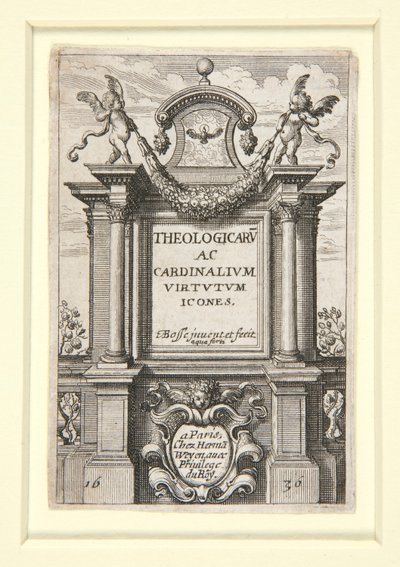 Pagina del titolo di Theologicarum ac Cardinalium Virtutum Icones da Abraham Bosse